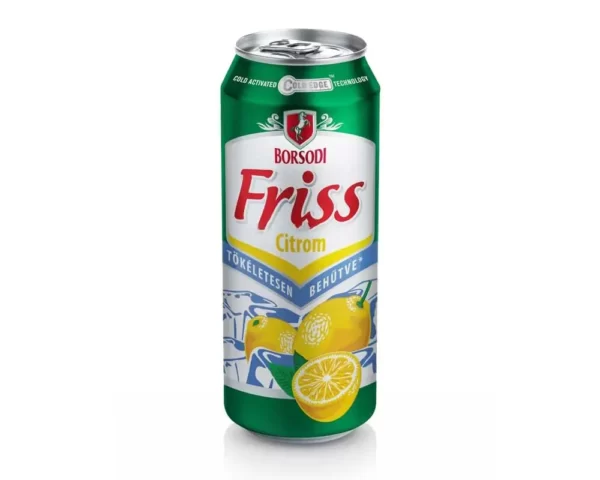 Borsodi Friss alkoholmentes dobozos sör, citrom ízesítéssel